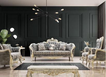 Classic Chesterfield Baroque Sofa Living Room Furniture Complete Set 5pcs